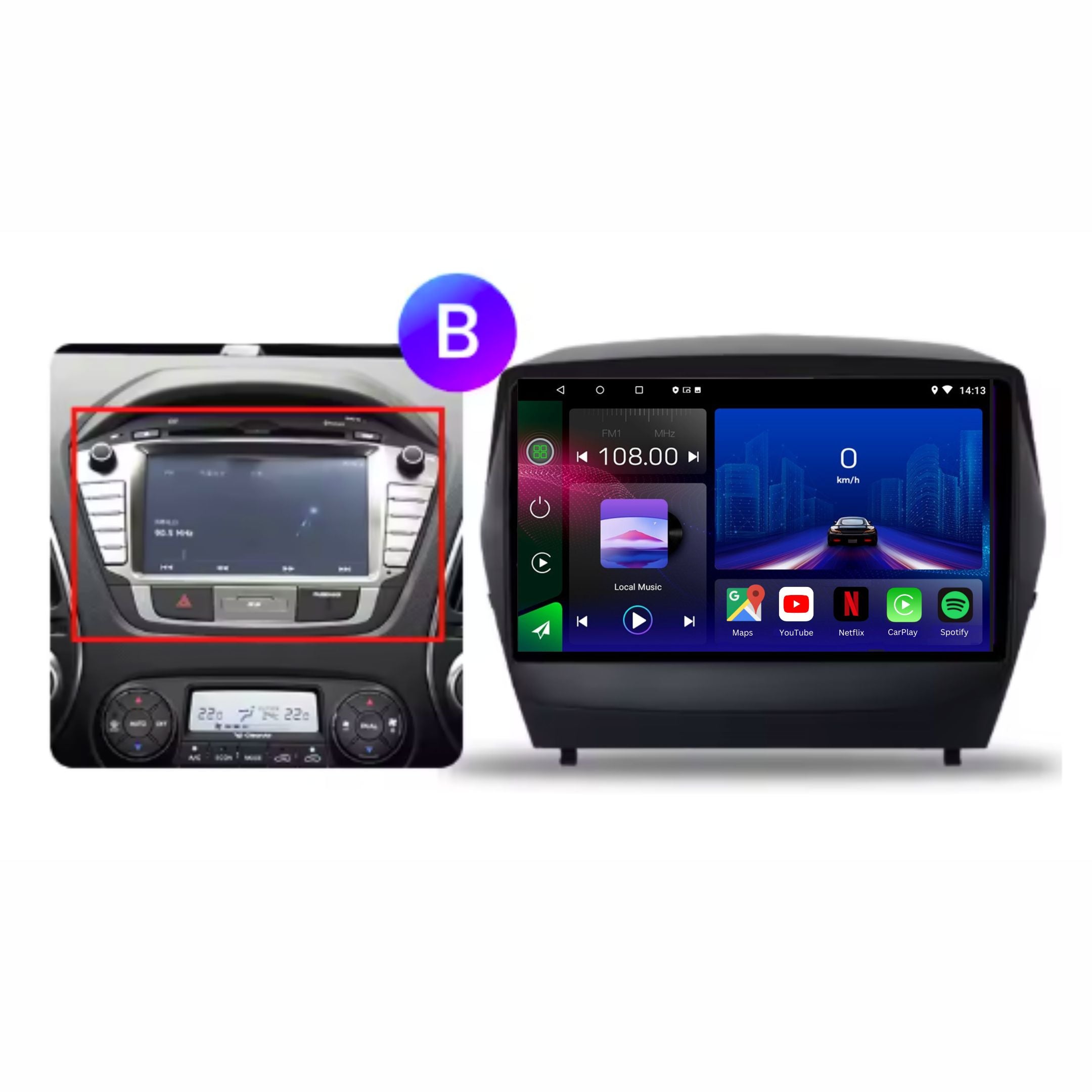 Hyundai ix35 | 2009-2015 | Android 14 Autoradio | Apple CarPlay | Android Auto