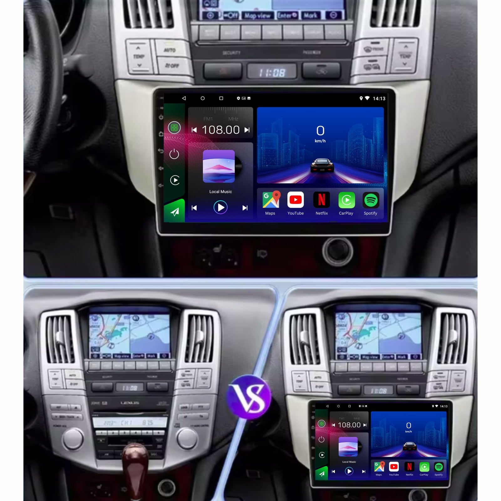 Lexus RX300 RX330 RX400H Toyota Harrier | 2003-2009 | Android 14 Autoradio | Apple CarPlay | Android Auto