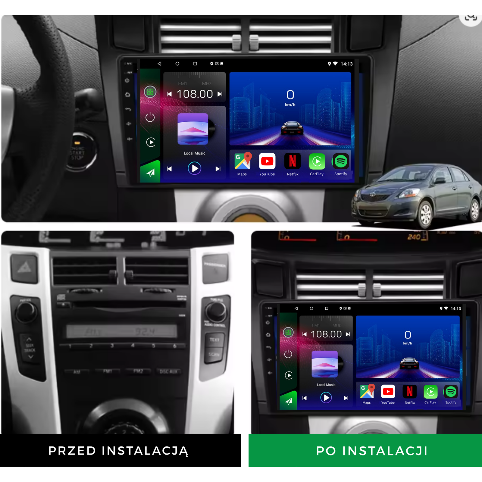 Toyota Yaris | 2005-2012 | Android 14 Autoradio | Apple CarPlay | Android Auto