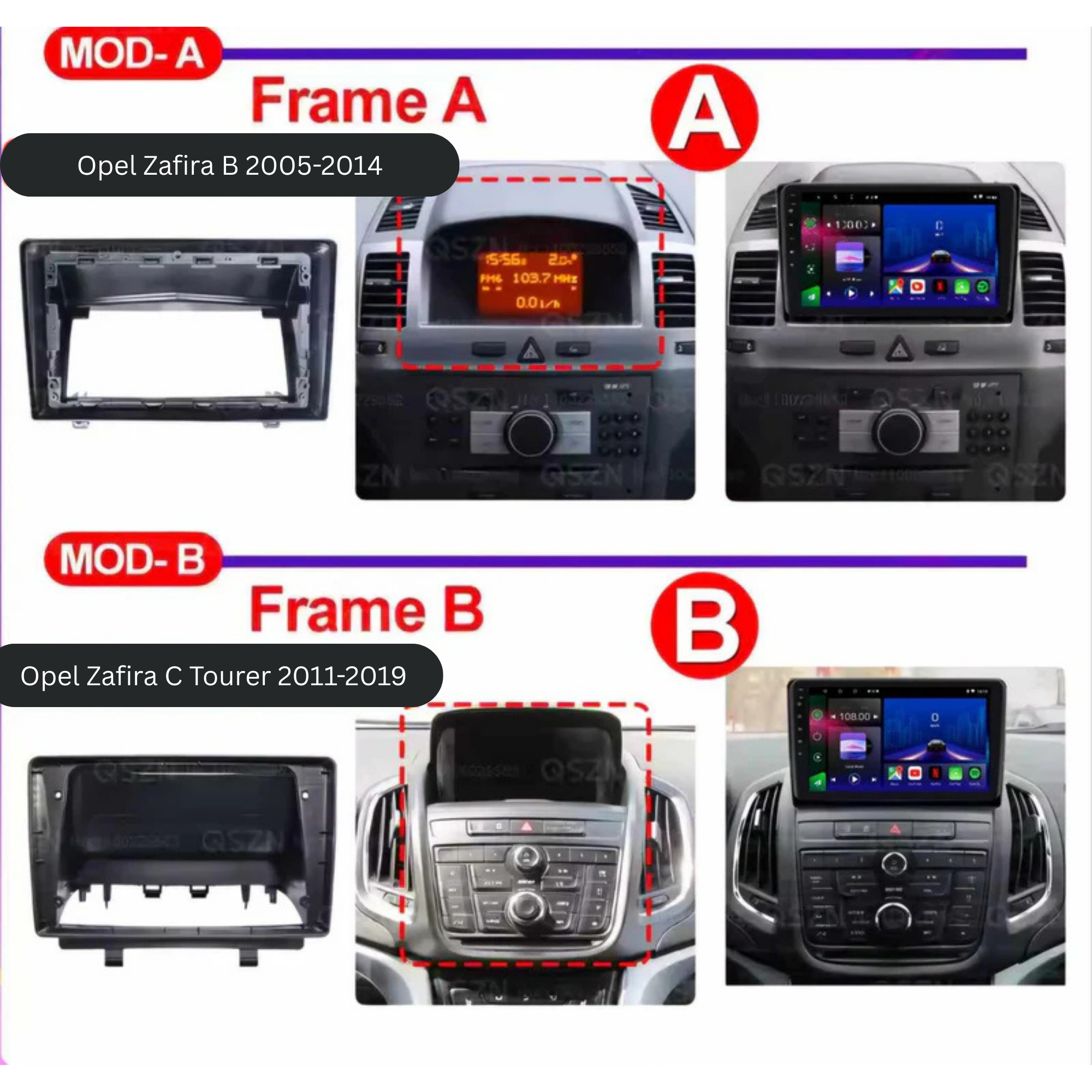 Opel Zafira | 2004-2019 | Android 13 Autoradio | Apple CarPlay | Android Auto - TechVoyage