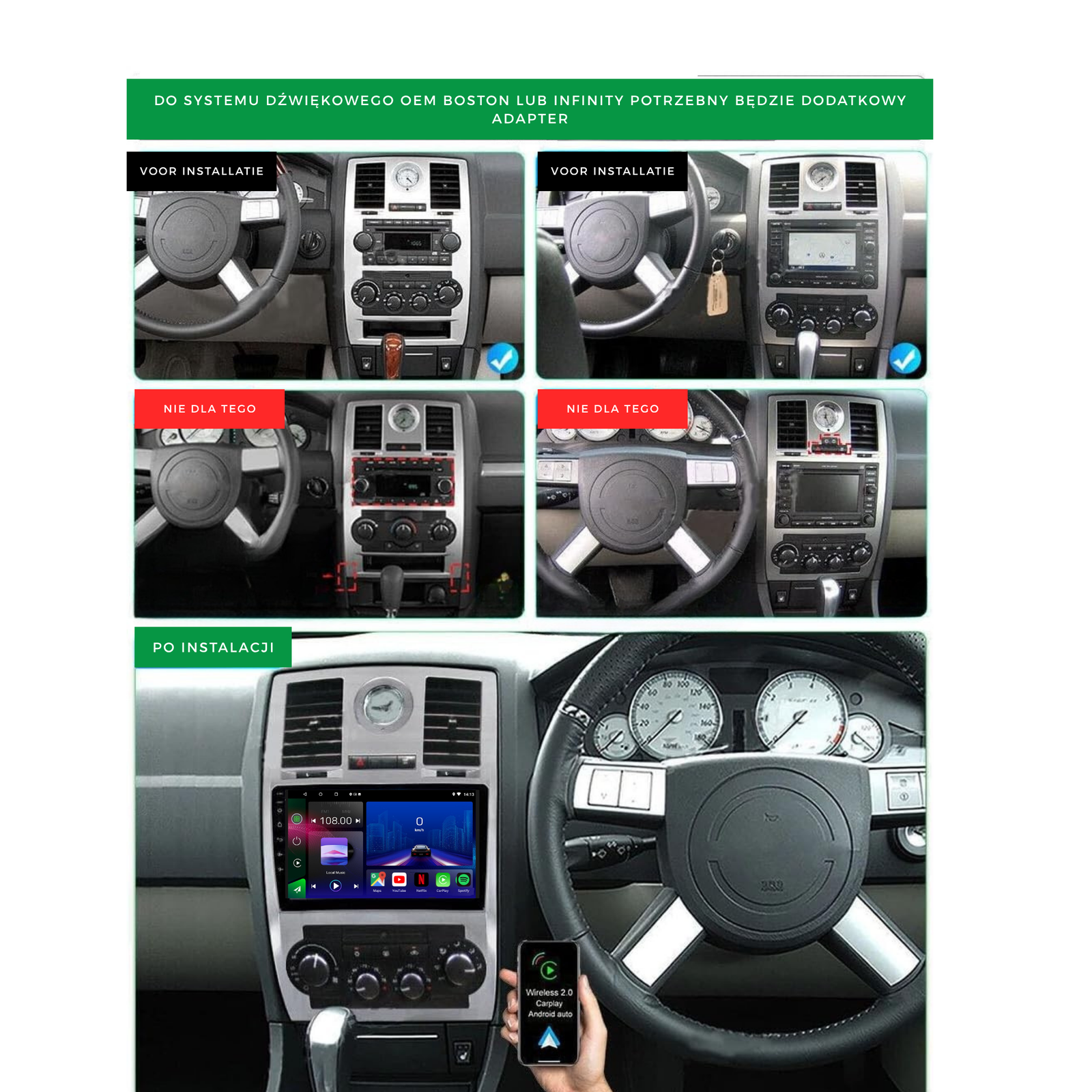 Chrysler 300 300C | 2004-2008 | Android 14 Autoradio | Apple CarPlay | Android Auto