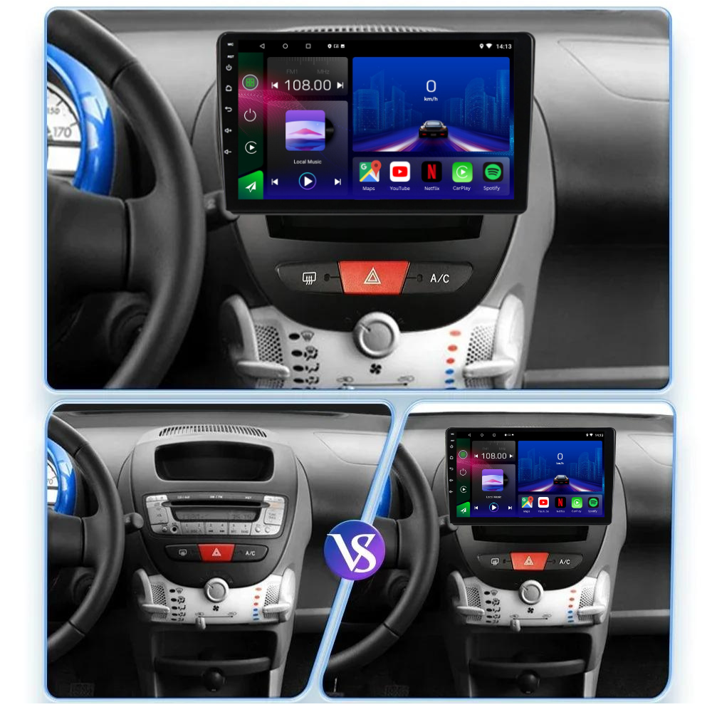Citroen C1 | Peugeot 107 | Toyota Aygo 2005-2014| Android 13 Autoradio | Apple CarPlay | Android Auto - TechVoyage