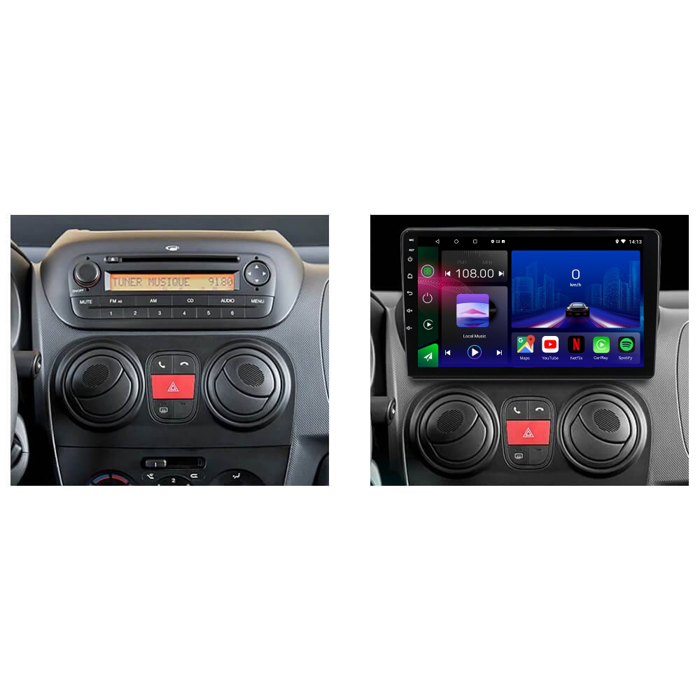 Citroen Nemo | Peugeot Bipper | Fiat Fiorino Qubo 2008-2018 | Android 13 Autoradio | Apple CarPlay | Android Auto - TechVoyage