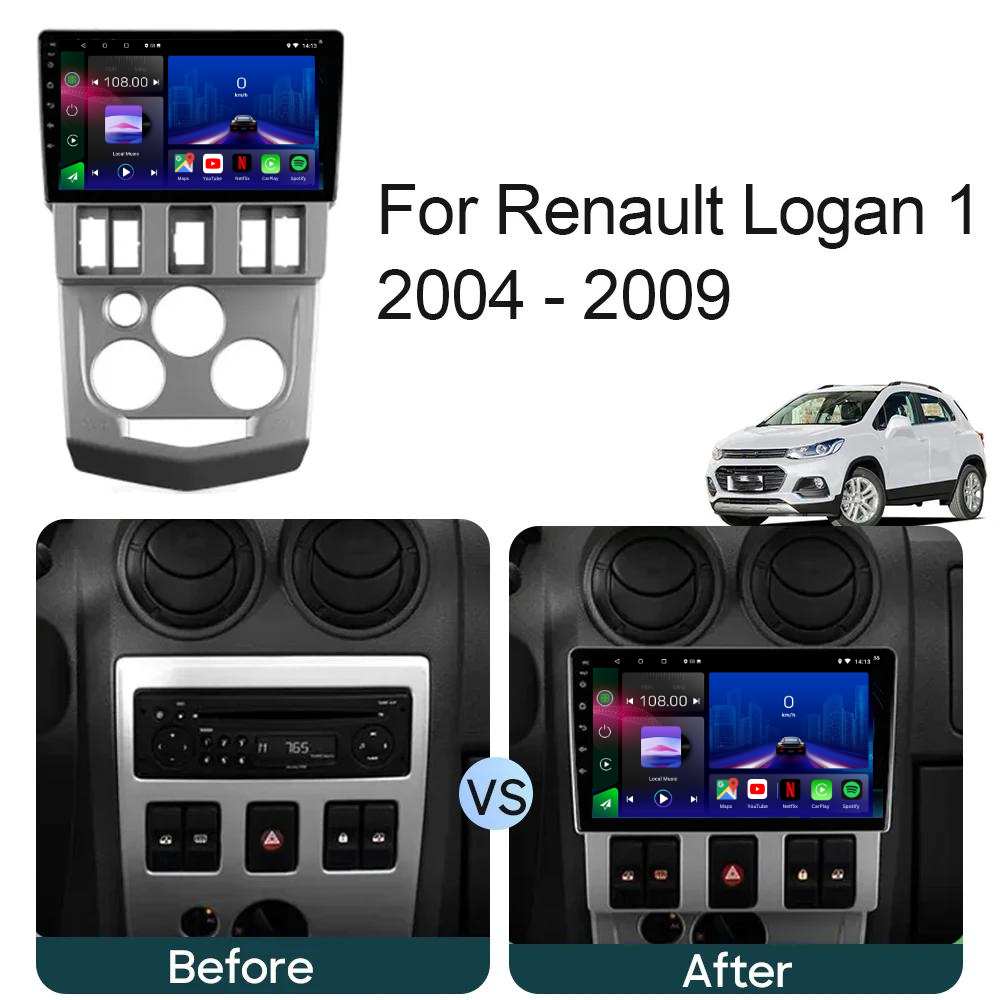 Dacia Logan 2004-2009 | Android 13 Autoradio | Apple CarPlay | Android Auto - TechVoyage