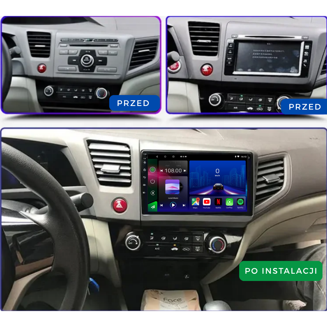 Honda Civic | 2012-2016 | Android 14 Autoradio | Apple CarPlay | Android Auto