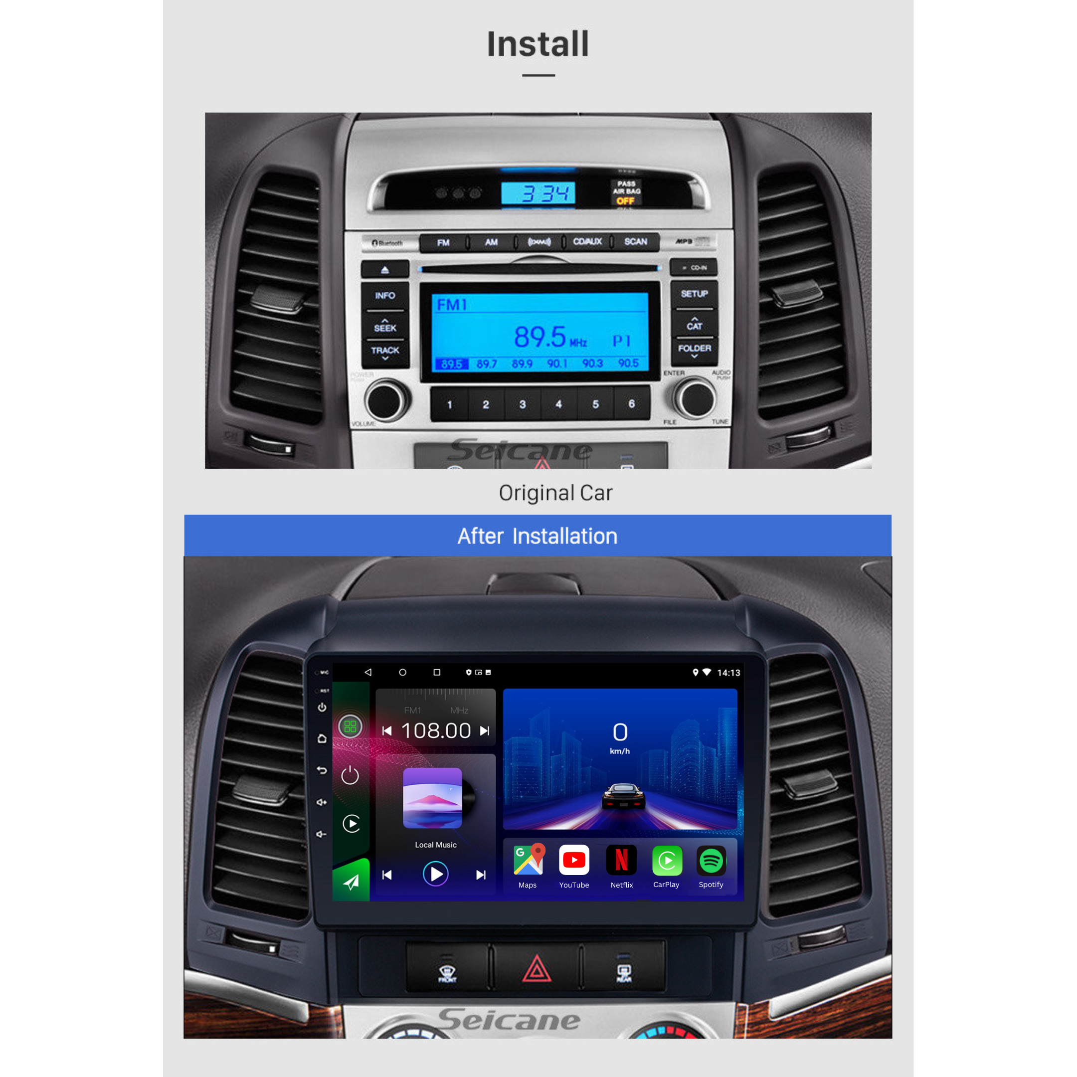 Hyundai Santa Fe 2 | 2007-2012 | Android 13 Autoradio | Apple CarPlay | Android Auto - AutoMedia.at