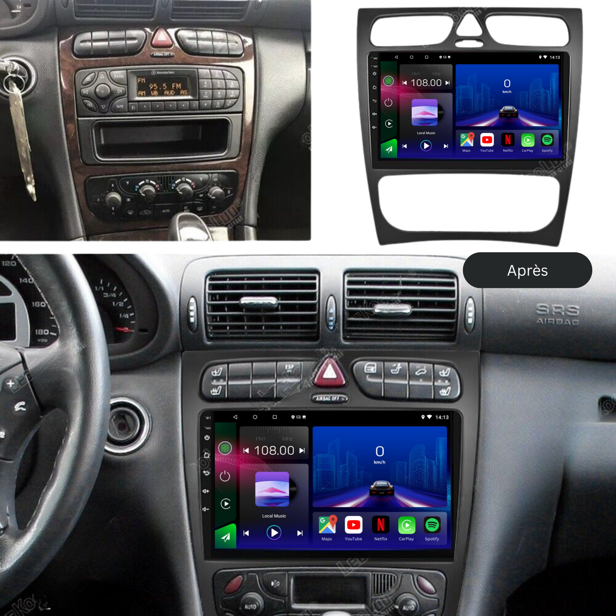 Mercedes C Class W203 | 2000-2010 | Android 13 Autoradio | Apple CarPlay | Android Auto - TechVoyage