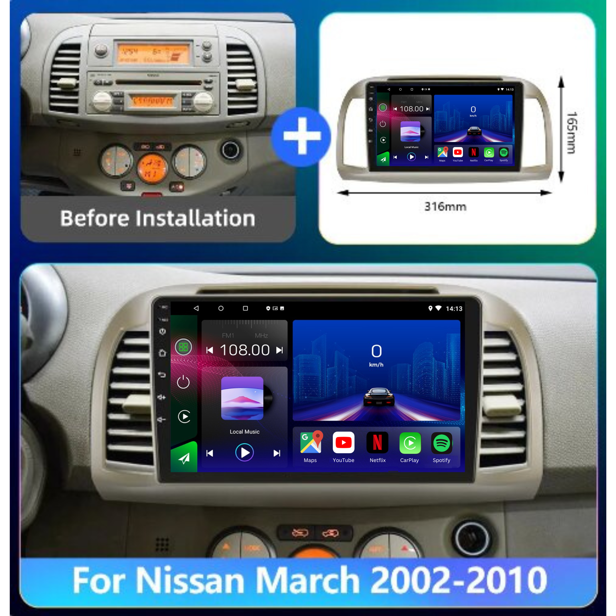 Nissan Micra | 2002-2010 | Android 13 Autoradio | Apple CarPlay | Android Auto - AutoMedia.at