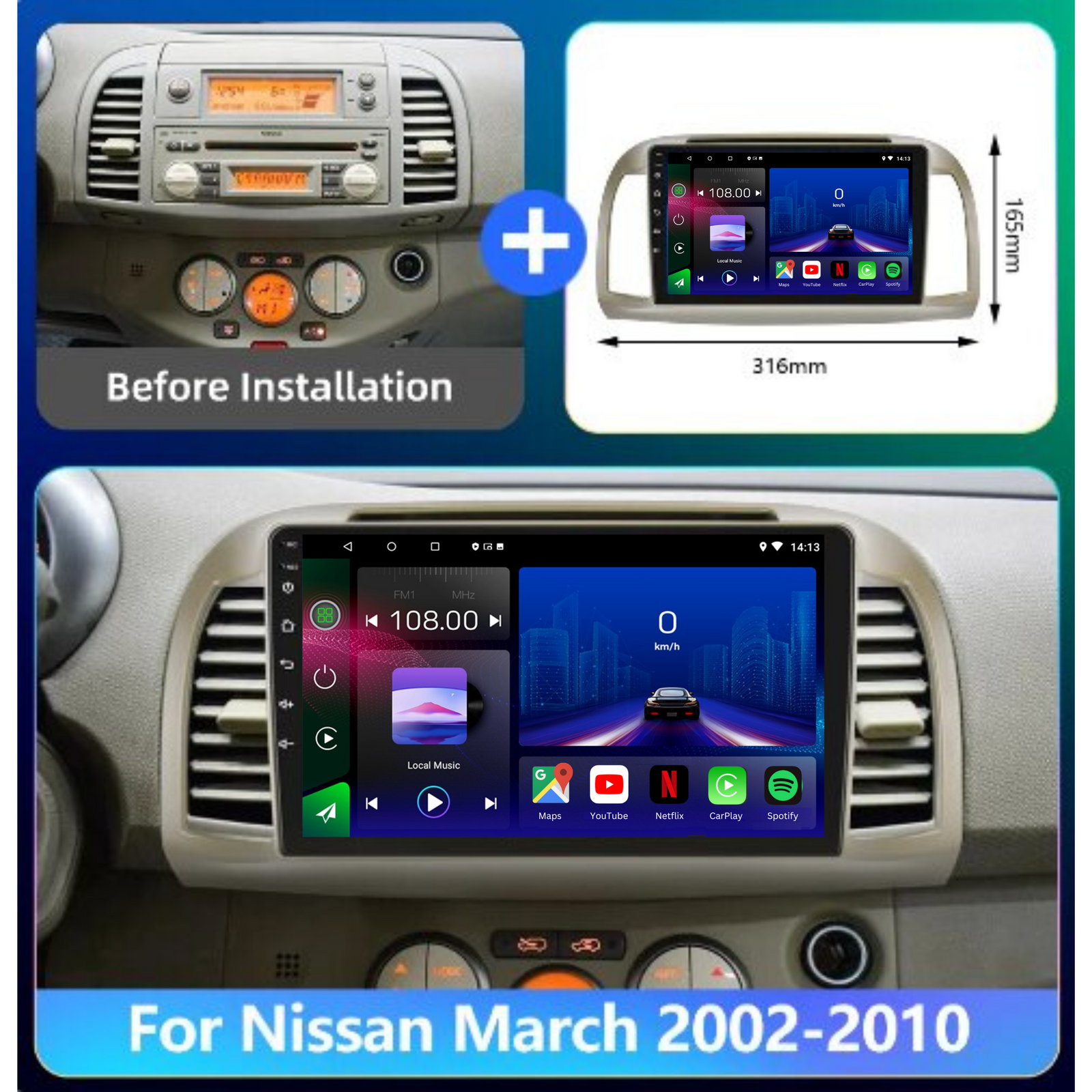 Nissan Micra | 2002-2010 | Android 13 Autoradio | Apple CarPlay | Android Auto - AutoMedia.at
