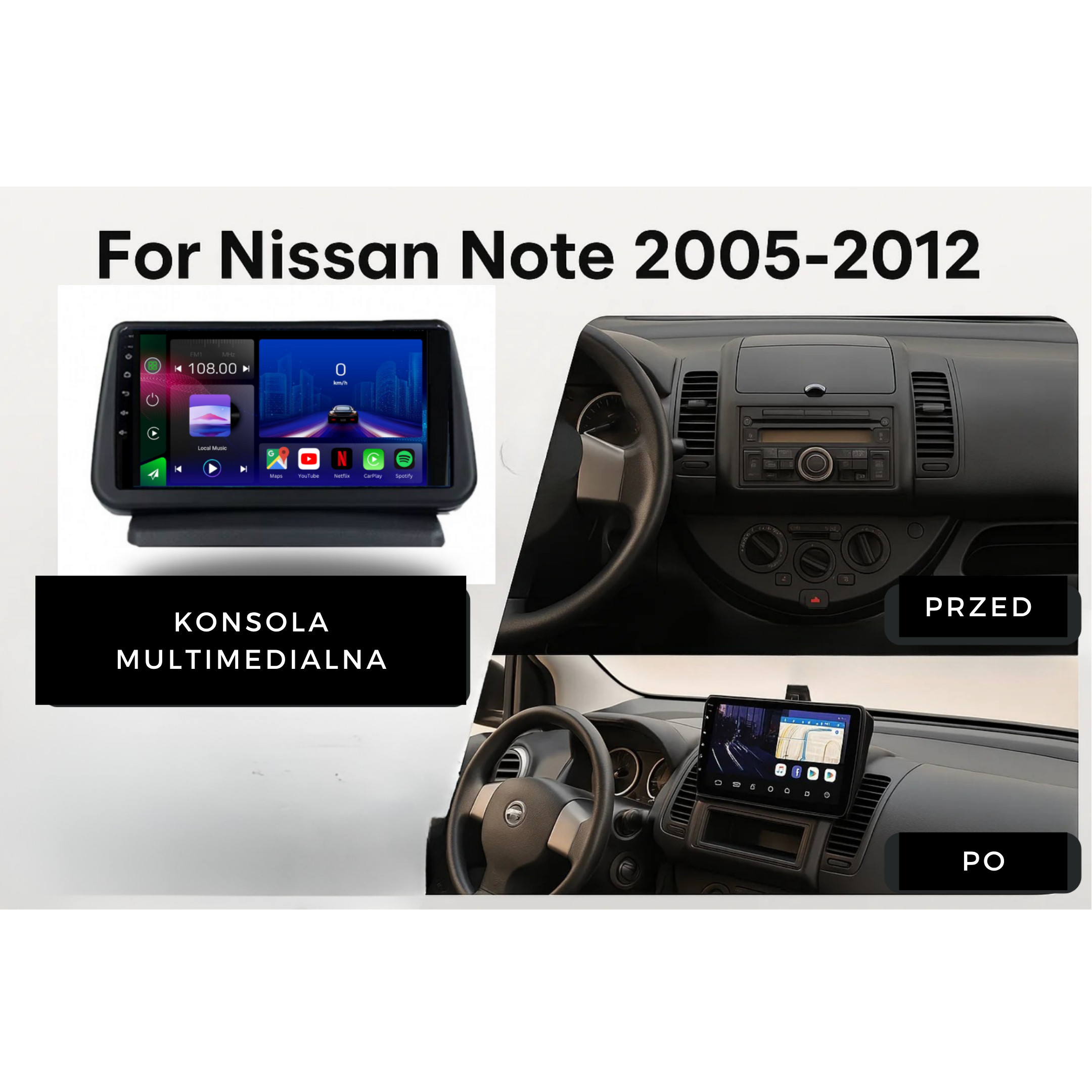 Nissan Note | 2005-2012 | Android 14 Autoradio | Apple CarPlay | Android Auto