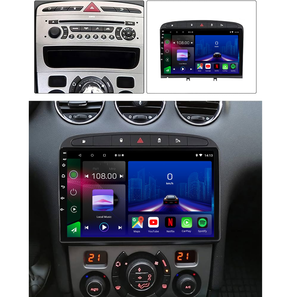 Peugeot 308SW 408 | 2007-2013 | Android 13 Autoradio | Apple CarPlay | Android Auto - TechVoyage