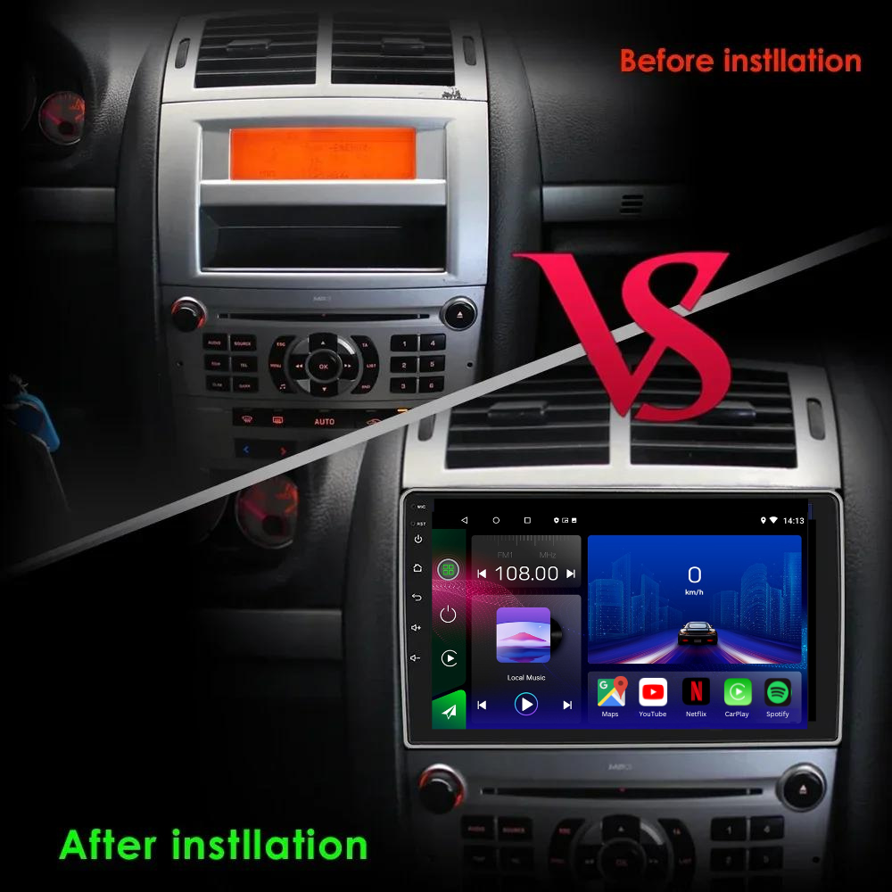 Peugeot 407 | 2004-2010 | Android 13 Autoradio | Apple CarPlay | Android Auto - TechVoyage