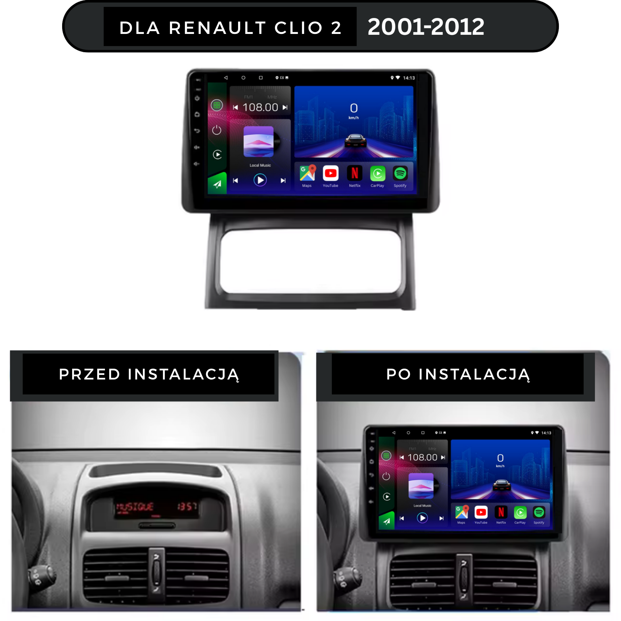 Renault Clio 2 | 2001-2012 | Android 14 Autoradio | Apple CarPlay | Android Auto
