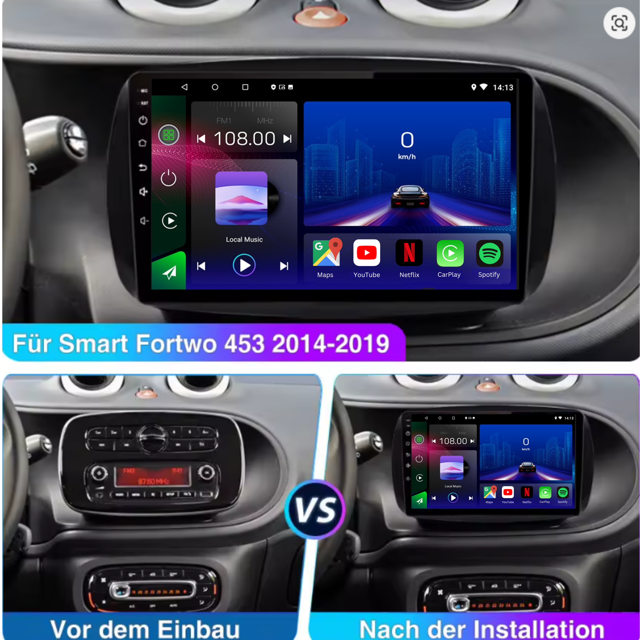 Smart | Fortwo 453 | 2015-2020 | Android 13 Autoradio | Apple CarPlay | Android Auto - AutoMedia.at