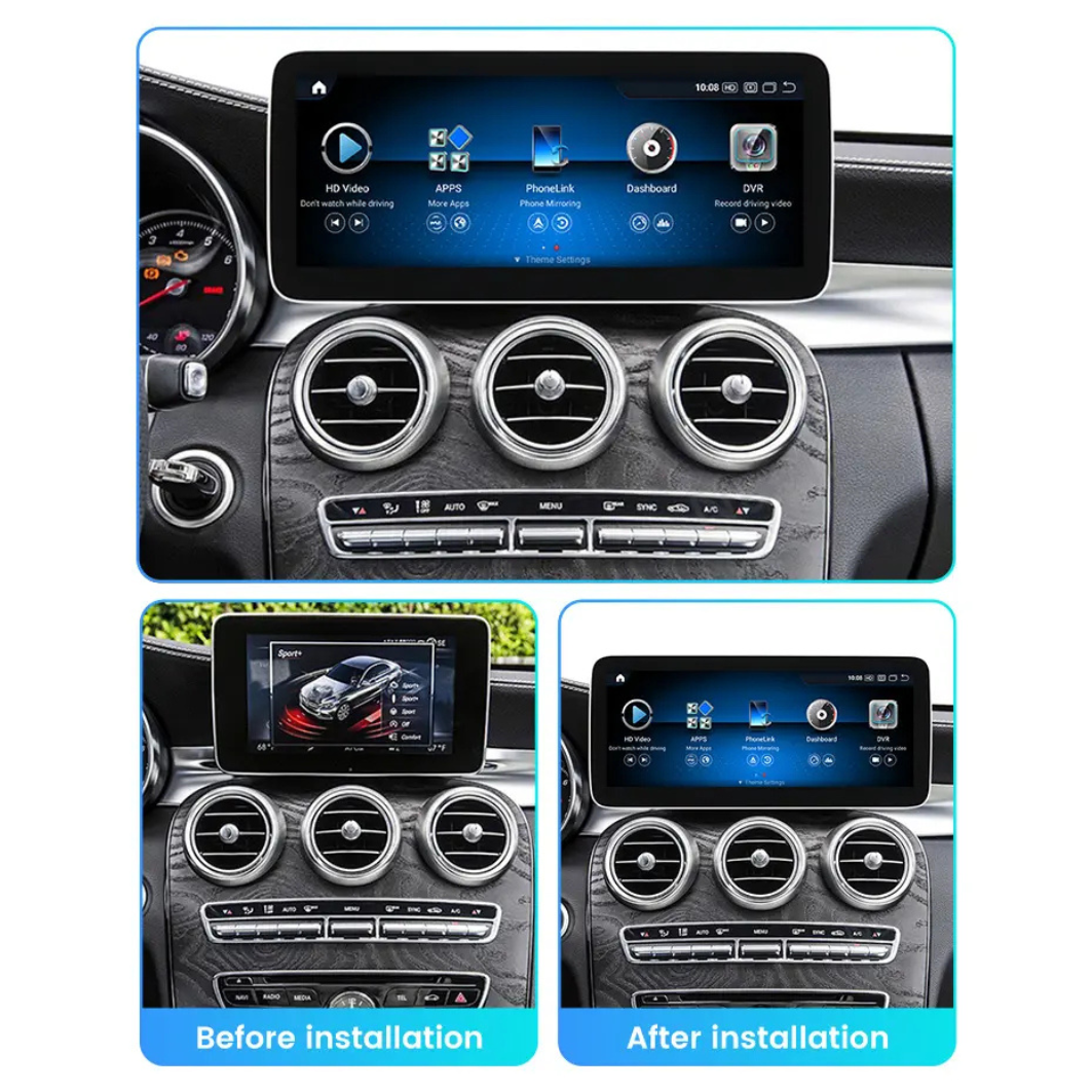 Mercedes C Class GLC V-Class Vito 2014-2019 W205 X253 W446 Android 13 Autoradio CarPlay & Android Auto - TechVoyage