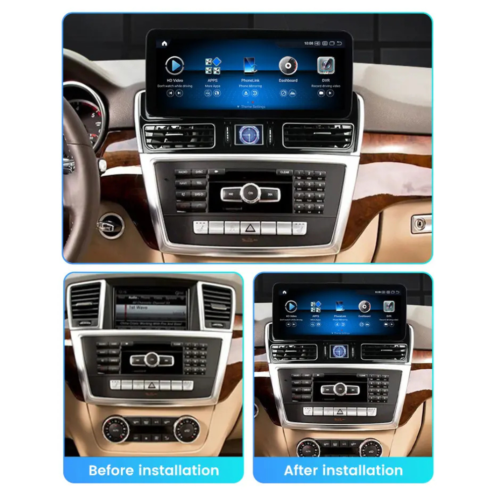 Mercedes ML GL GLE GLS 2011-2019 W166 X166 Android 13 Autoradio CarPlay & Android Auto NTG 4.0 4.5 5.0 - TechVoyage